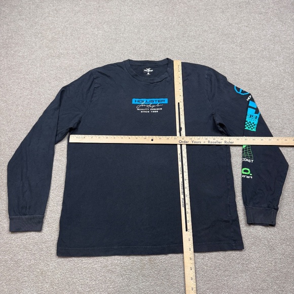 Hollister Graphic T Shirt Men's Size L Black Long Sleeve Crew Neck Casual - Picture 4 of 6